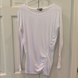 Vince White Long-Sleeve Tee with Ruching, Size S